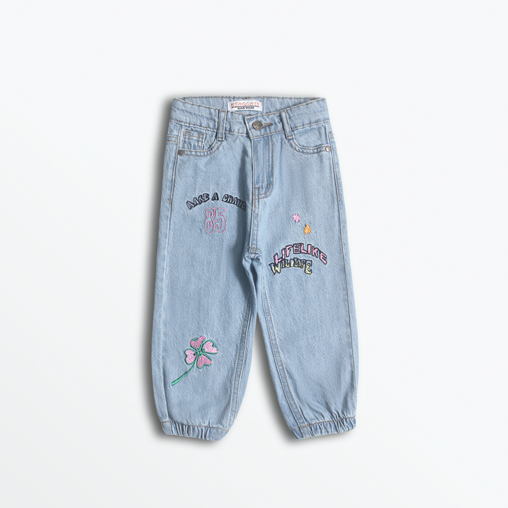 Light Blue Embroidered Jogger Jeans (DG006)