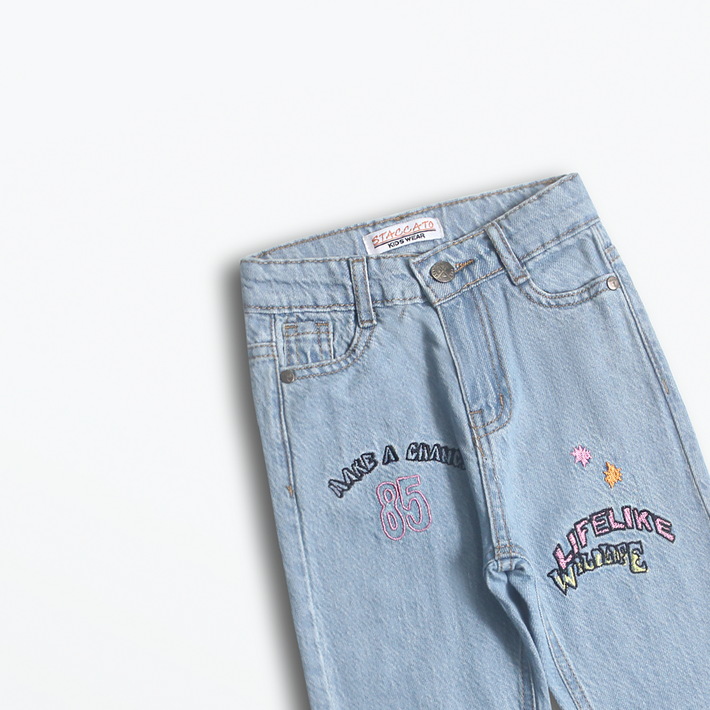 Light Blue Embroidered Jogger Jeans (DG006)