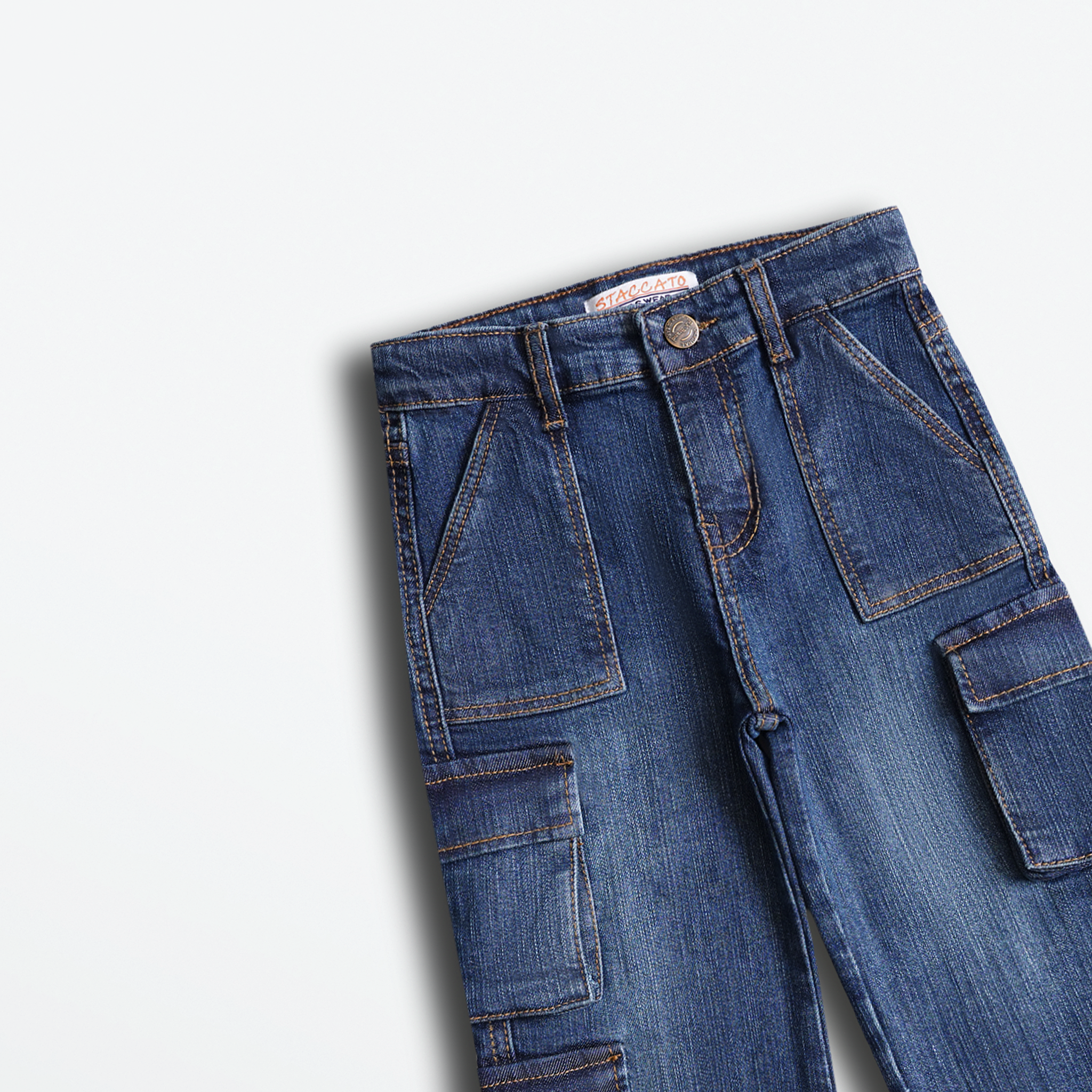 Midnight Triple Flap Cargo Jeans