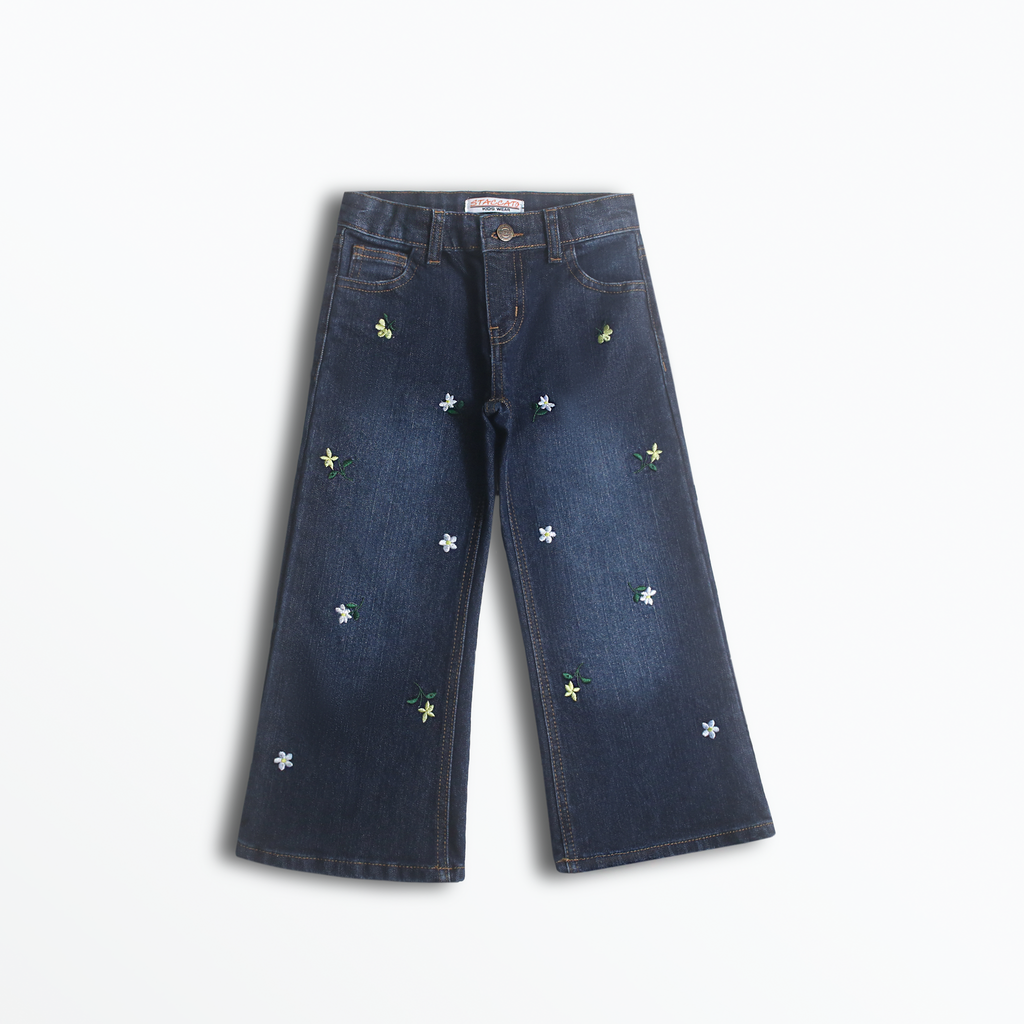 Mini Blossom Dark Wash Wide Leg Denim (DG010)