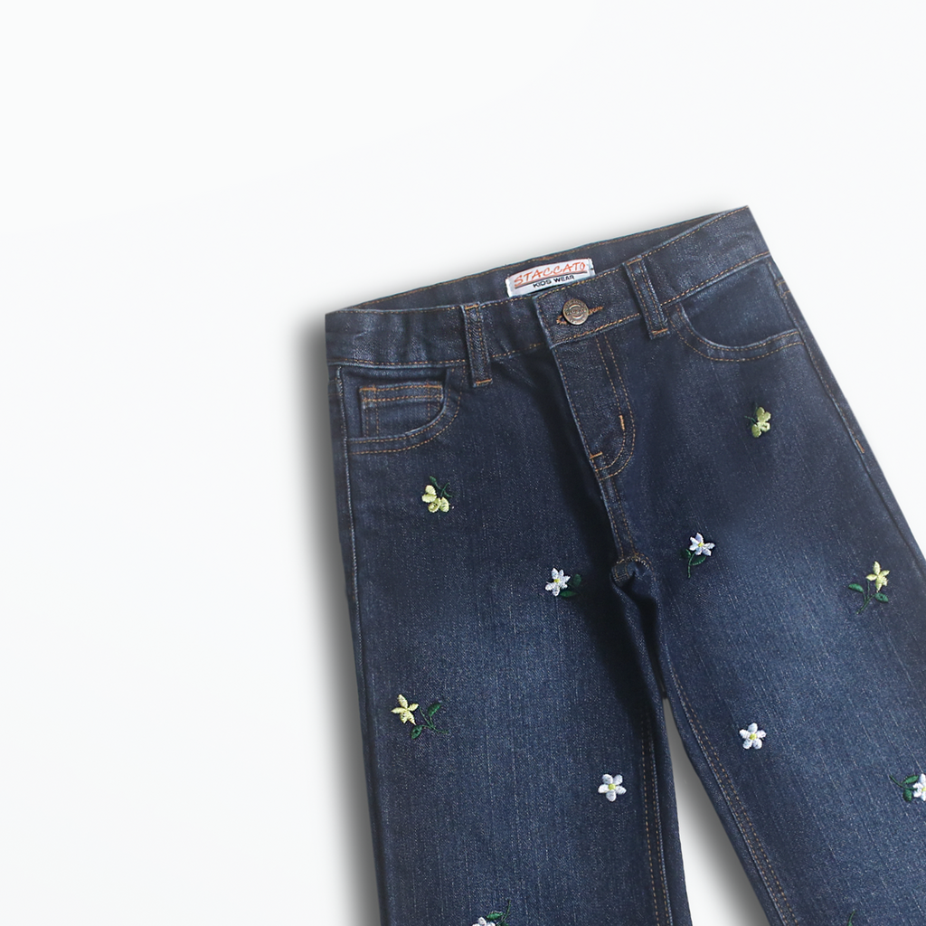 Mini Blossom Dark Wash Wide Leg Denim (DG010)