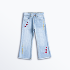 Embroidered Heart Denim Jeans