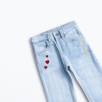 Embroidered Heart Denim Jeans
