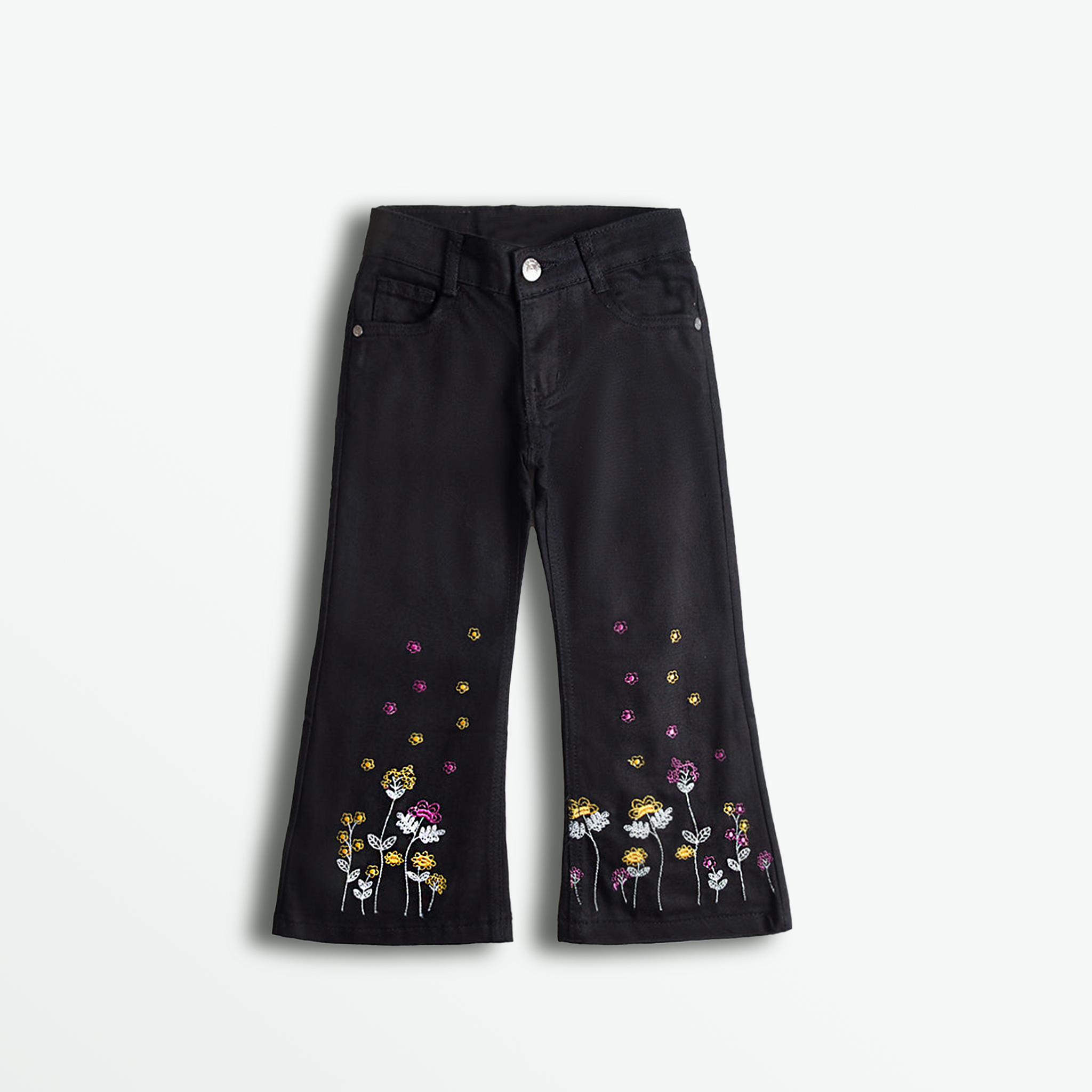 BloomTrail Embroidered Black Jeans (DG013)