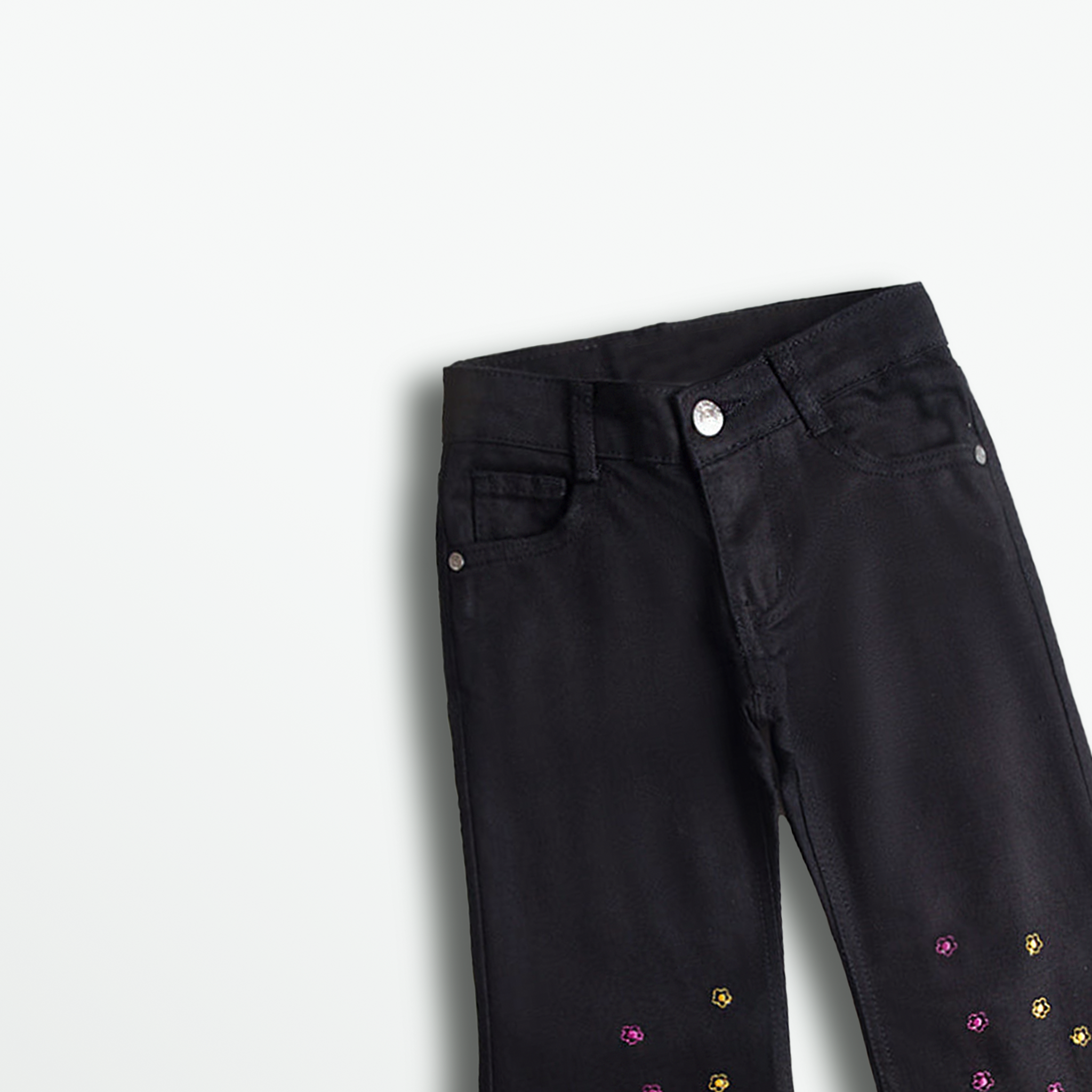 BloomTrail Embroidered Black Jeans (DG013)