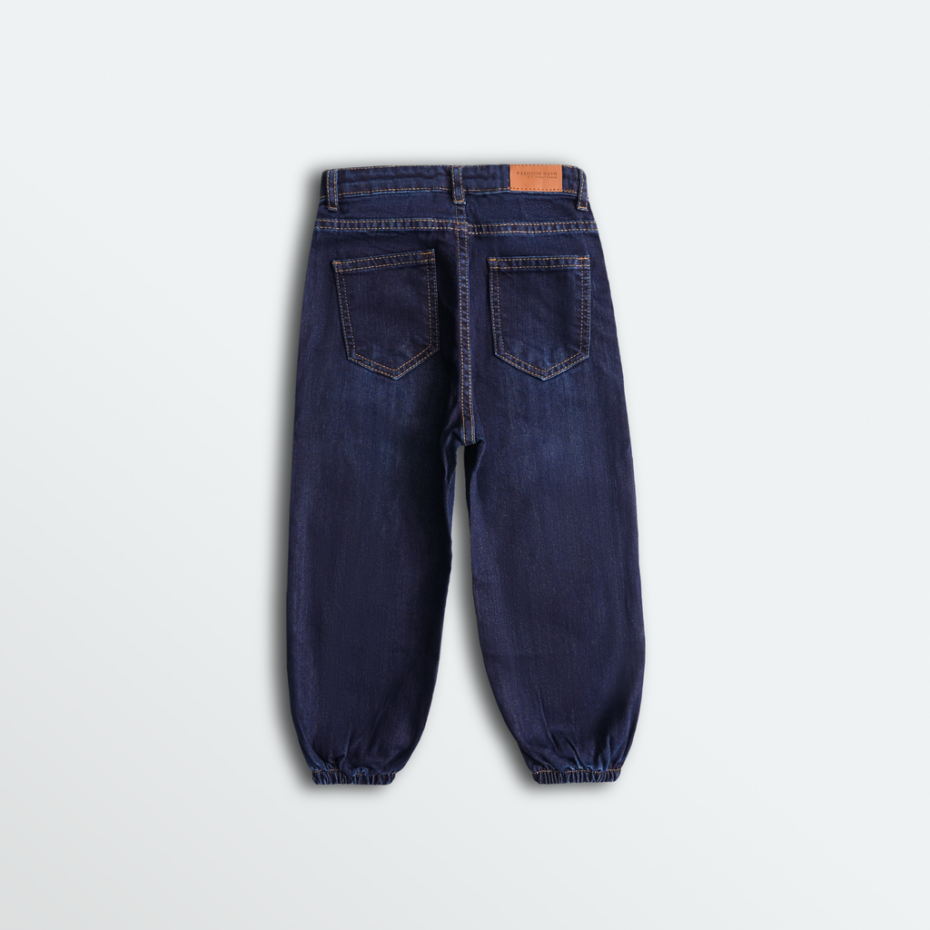 Dark Blue Butterfly Embroidered Denim Jeans