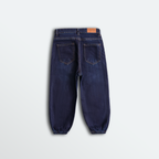 Dark Blue Butterfly Embroidered Denim Jeans