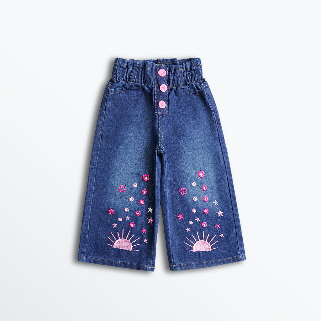 Sunset Bloom Denim Culottes
