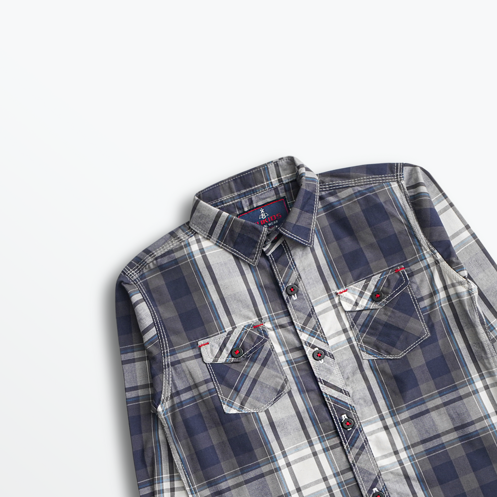 Steel Blue Plaid Shirt