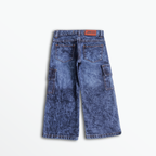 Acid Wash Cargo Jeans (#d116)