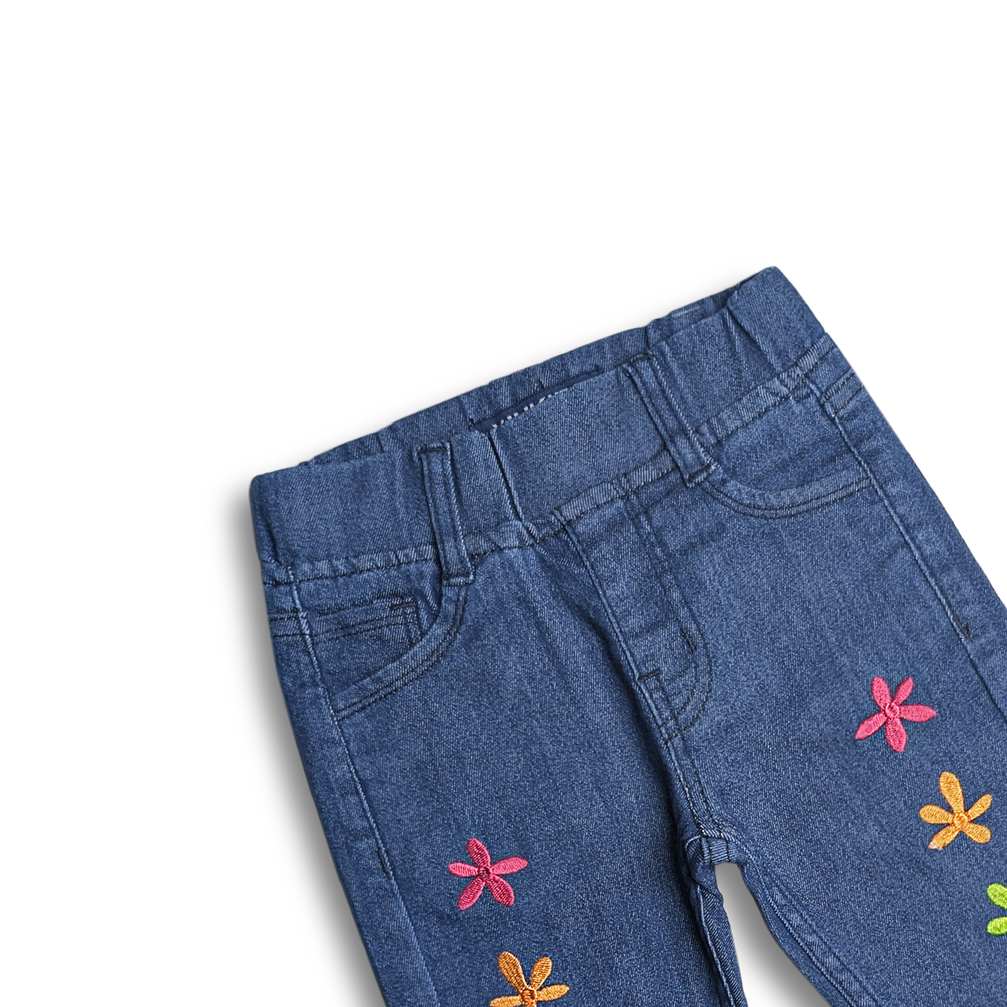 Rainbow Blossom Denim Shorts