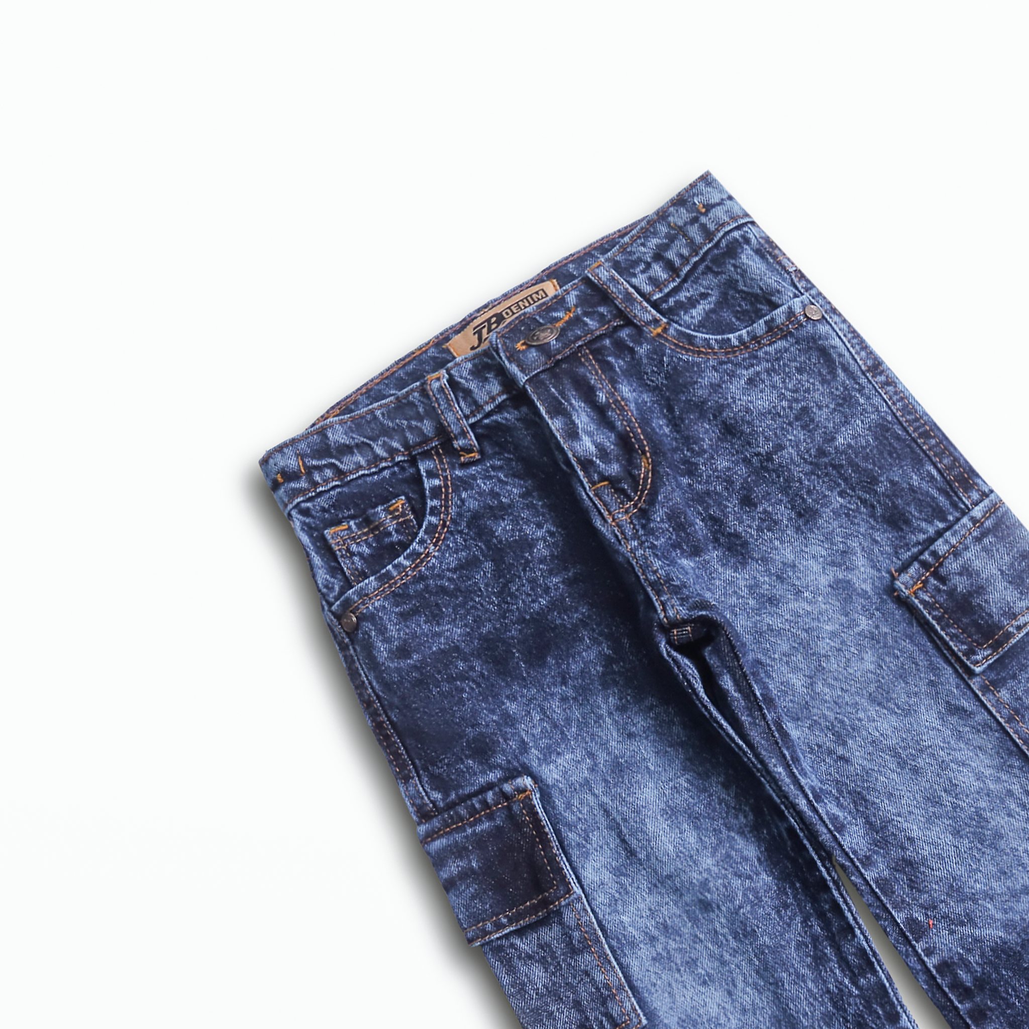 Acid Wash Cargo Jeans (#d116)