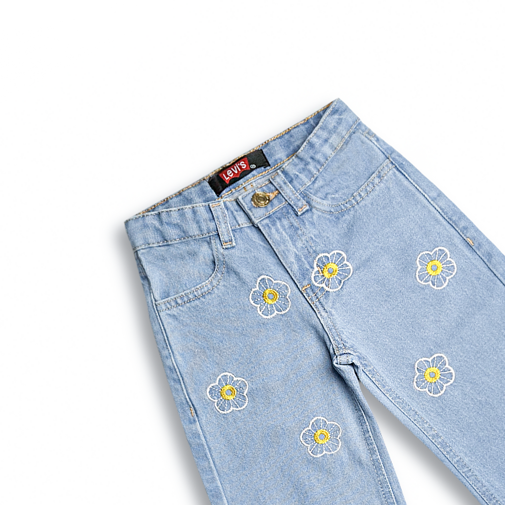 DaisyBloom Embroidered Denim Capri (DG046)