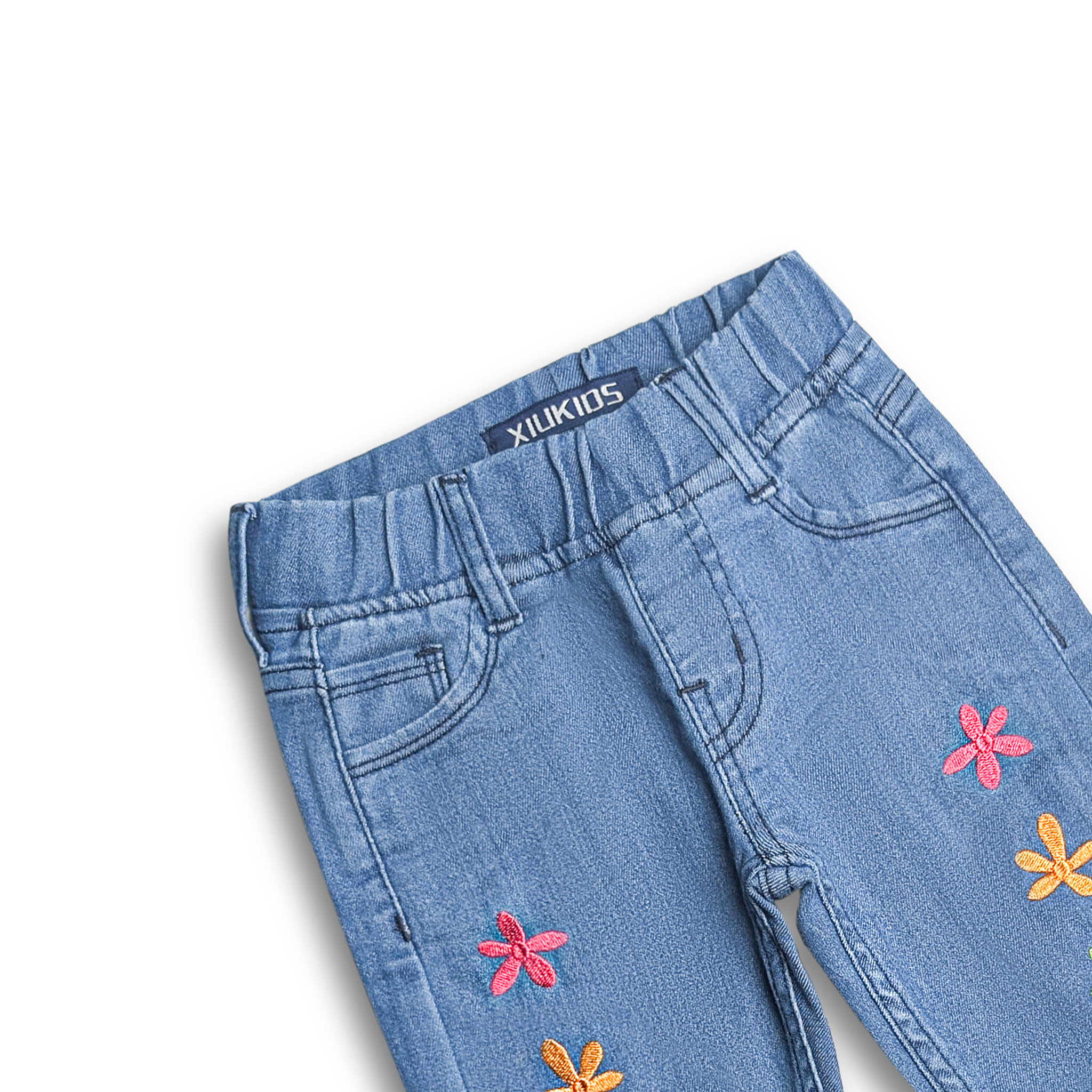 Rainbow Bloom Denim Shorts