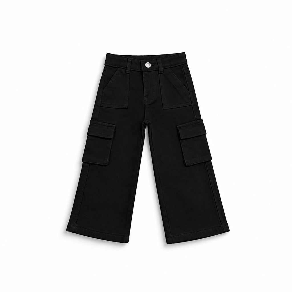 Classic Black Cargo Denim Pants (DB189)
